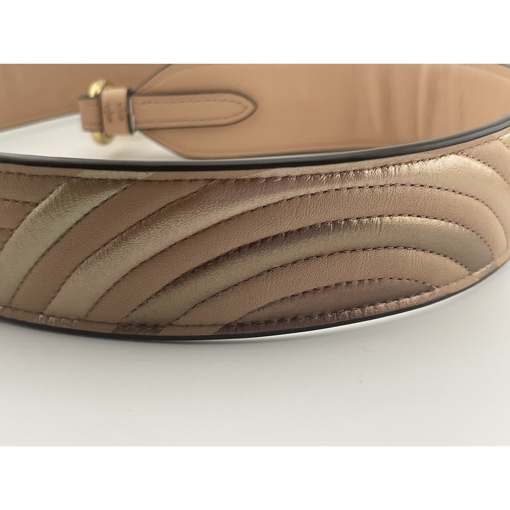 Coach Novelty Strap Quilted Deco Metallic Pink Nude‎ Leather Gold Hardware - Picture 6 of 9